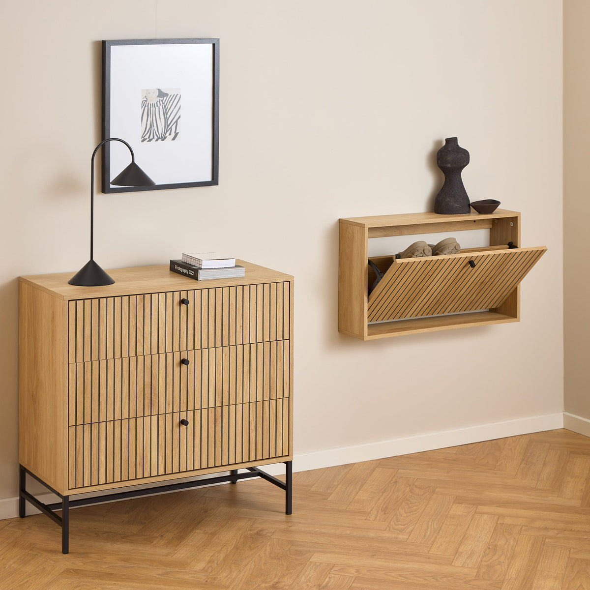 Albany Shoe Cabinet 1 Flip Down Door In Oak - image 7