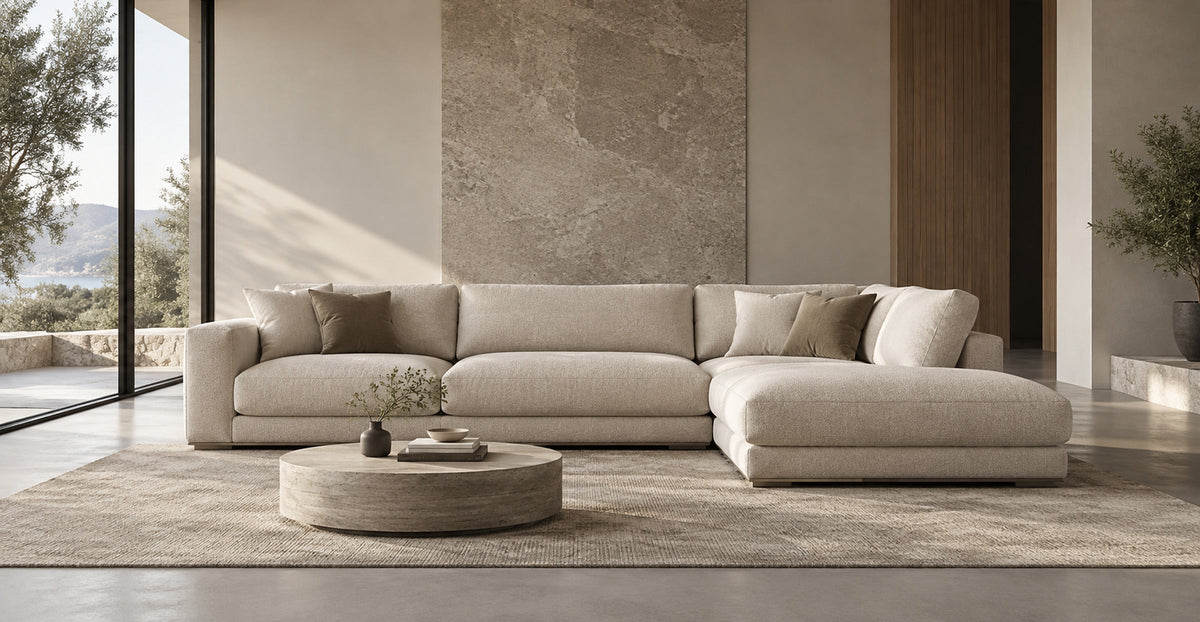 Montana contemporary corner sofa in a bright architectural living space — Ivaaj