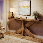 70.9-Inch Console Table, Farmhouse Sofa Table with Wooden Geometric Base for Entryway