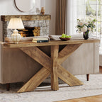 70.9-Inch Console Table, Farmhouse Sofa Table with Wooden Geometric Base for Entryway