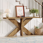 70.9-Inch Console Table, Farmhouse Sofa Table with Wooden Geometric Base for Entryway