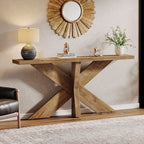 70.9-Inch Console Table, Farmhouse Sofa Table with Wooden Geometric Base for Entryway