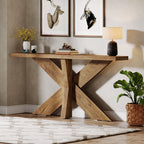 70.9-Inch Console Table, Farmhouse Sofa Table with Wooden Geometric Base for Entryway
