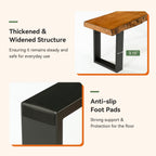 47.24-Inch Industrial Entryway Bench with Solid Wood Seat, Narrow Shoe Bench for Bedroom and Hallway