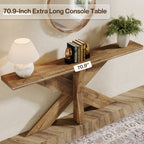 70.9-Inch Console Table, Farmhouse Sofa Table with Wooden Geometric Base for Entryway