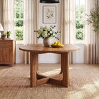 39.4-Inch Round Solid Wood Dining Table with X-Cross Legs, Farmhouse Kitchen Table for 2 to 4 People