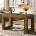 59-Inch Industrial Bar Table with Metal Footrest, Counter Height Pub Table for Kitchen