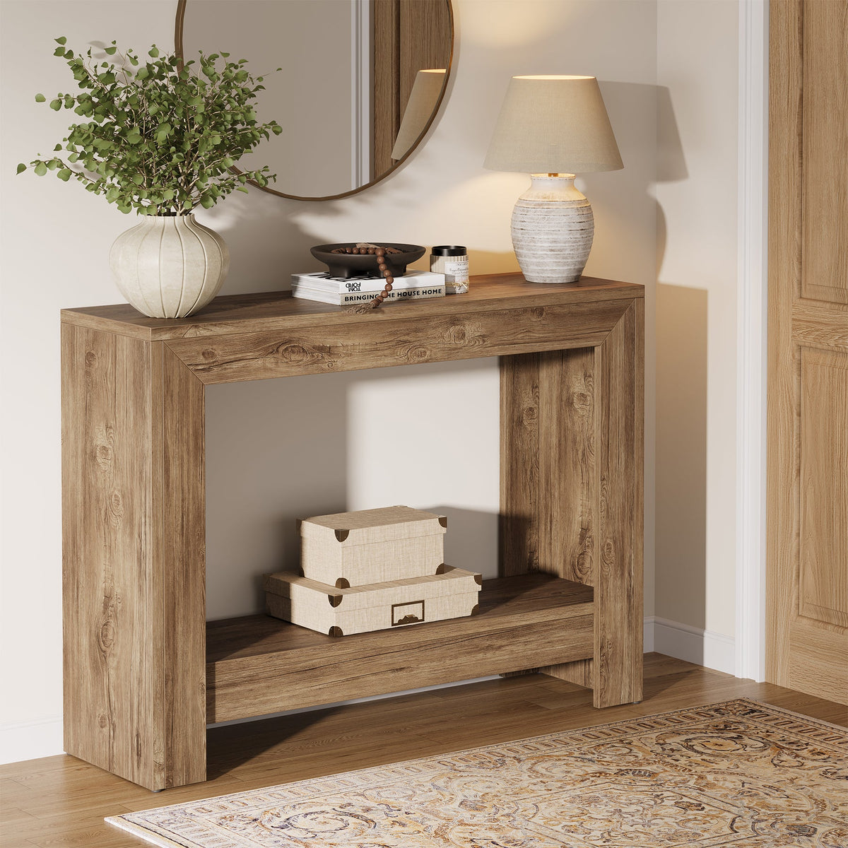 41.3-Inch Narrow Console Table with Storage Shelves, Farmhouse Hallway and Sofa Table