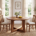 39.4-Inch Round Solid Wood Dining Table with X-Cross Legs, Farmhouse Kitchen Table for 2 to 4 People