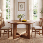 39.4-Inch Round Solid Wood Dining Table with X-Cross Legs, Farmhouse Kitchen Table for 2 to 4 People