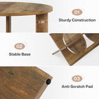 19.68-Inch Round End Table with Storage, 2-Tier Tall Side Table for Living Room and Bedroom