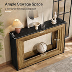 41.3-Inch Console Table with 2-Tier Storage, Farmhouse Hallway Table with Metal Brackets