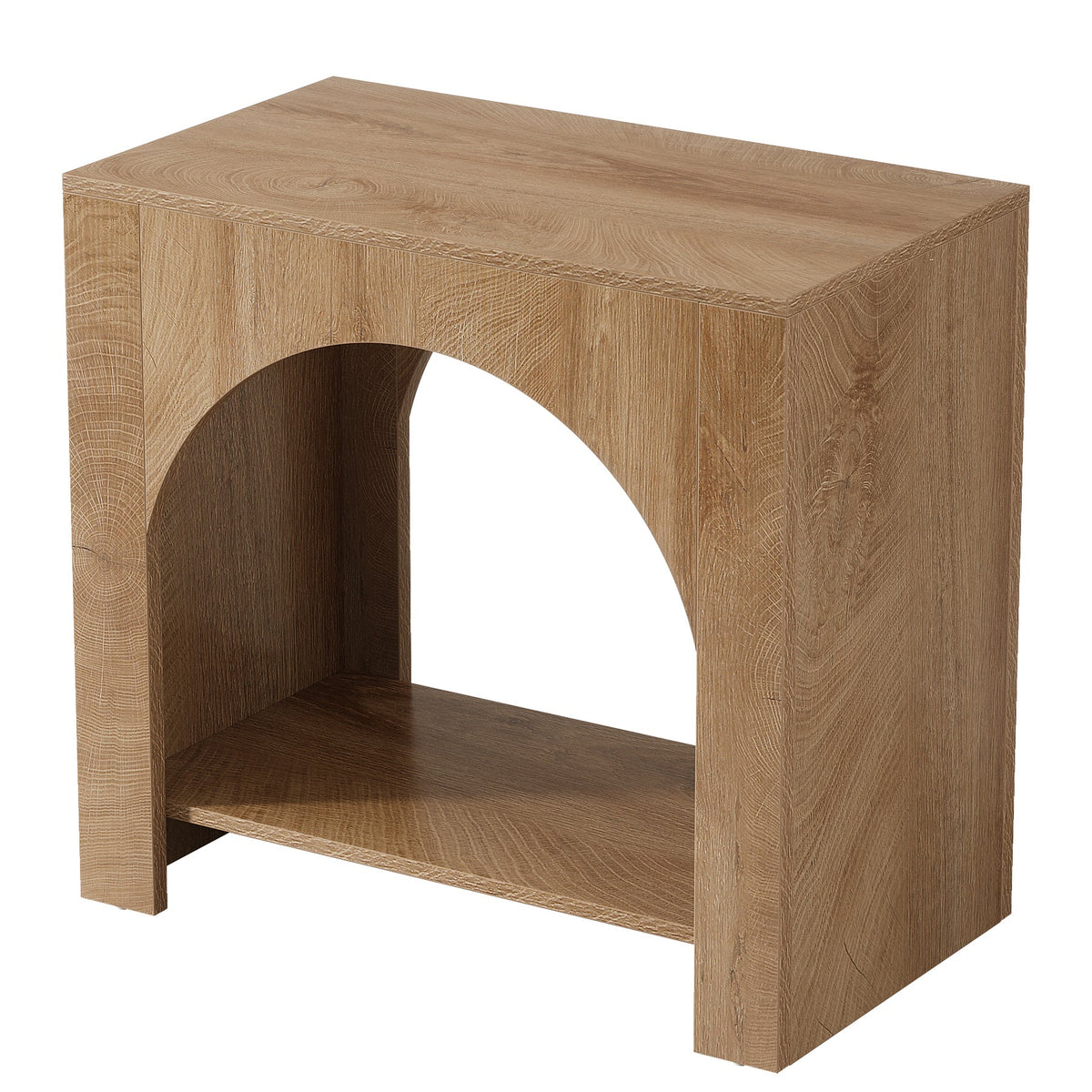 27.6 Inch Farmhouse Side Table with Storage, Large Wooden End Table with Cabinet Shelf for Living Room
