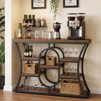 41.3" Sofa Table, Industrial Console Table with Shelves