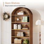 76.8-Inch Arched Bookcase with File Cabinet Drawer, 5-Tier Storage for Home Office