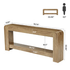 78.74 Inch Farmhouse Console Table with Open Storage Shelf and Curved Edges, Slim Entryway Sofa Table for Hallway