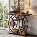 41.3" Industrial Console Table with 4-Tier Storage, Entryway Sofa Table for Hallway Living Room Entrance