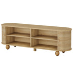 70.8-Inch Farmhouse Fluted TV Stand with Sliding Doors and Storage Shelves, Extra Long Media Console for 65 70 and 75 Inch TVs