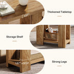 27.6-Inch Wooden Side Table with 2-Tier Shelf, Farmhouse End Table for Small Spaces