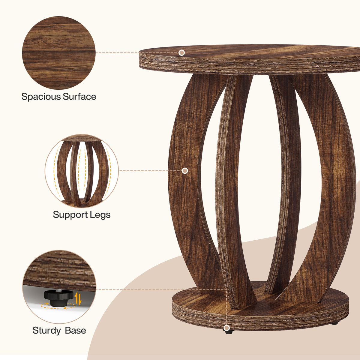 24-inch round farmhouse nightstand