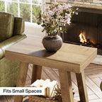 23.6 Inch 2-Tier End Table with Trapezoidal Base, Farmhouse Side Table for Small Spaces