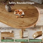 55-Inch Farmhouse Oval Dining Table, Solid Wood Kitchen Table for 4 in Small Spaces