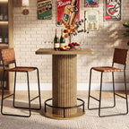 39-Inch Square Bar Table, Wooden Bistro Table with Footrest for Kitchen and Cafe