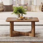 31.5 Inch Square Solid Wood Coffee Table, Farmhouse Living Room Table with Sturdy Base