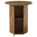 31.5-Inch Round Bar Table, Wood Pub Table with 2-Tier Hidden Storage for Home Bar