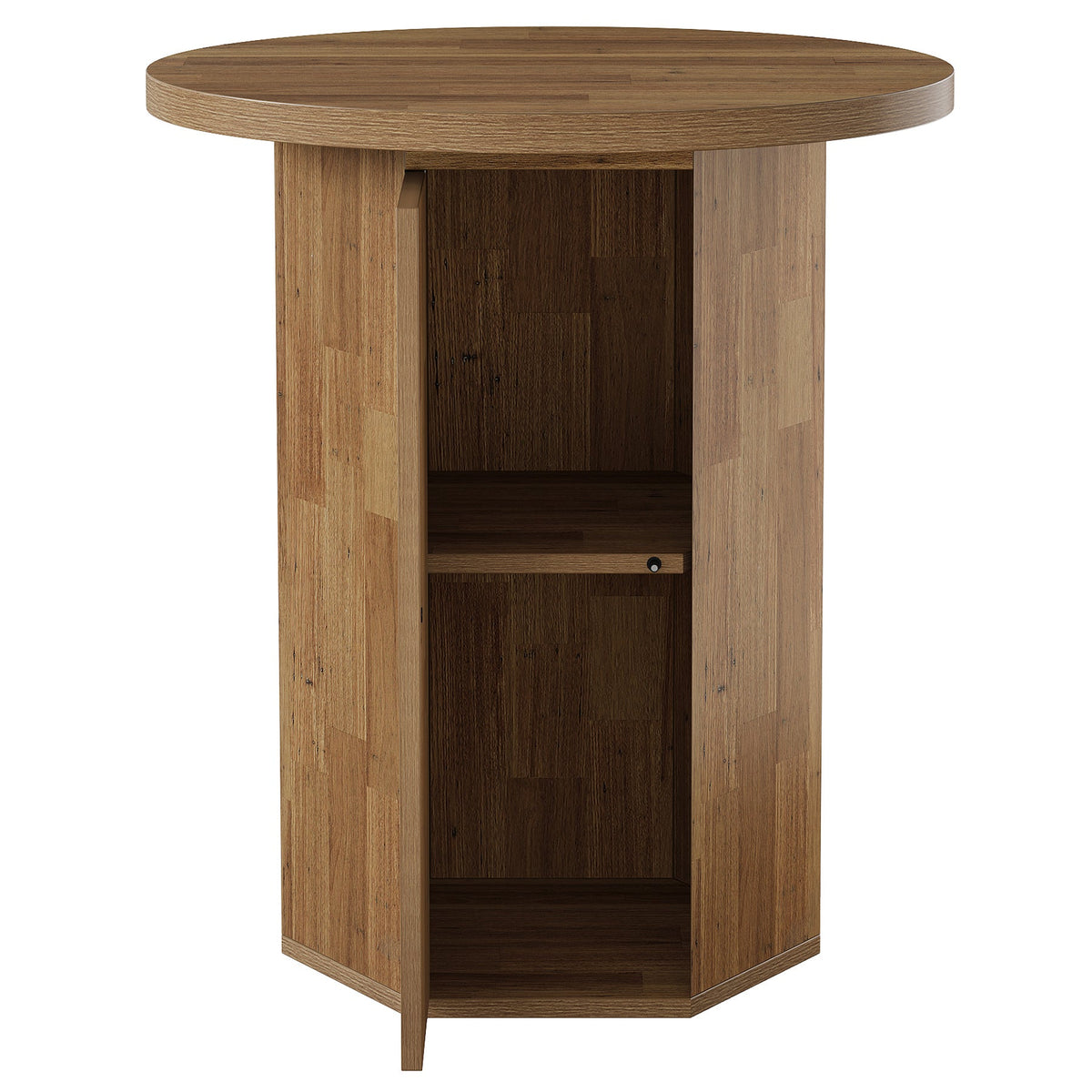 31.5-Inch Round Bar Table, Wood Pub Table with 2-Tier Hidden Storage for Home Bar