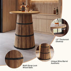 31.5-Inch Round Bar Table with Barrel Base, Farmhouse Pub Table for Kitchen and Home Bar