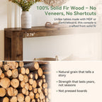 63" Console Table, Solid Wood Farmhouse Sofa Table with 2-Tier Storage