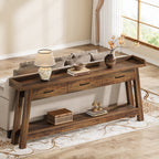 70.9 Inch Extra Long Console Table with 3 Drawers, 2-Tier Sofa Table for Living Room