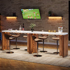 55.12-Inch Bar Table with Faux Marble Top, Counter Height Pub Table for Kitchen