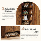 31.5-Inch Solid Wood Shoe Cabinet for Entryway, Farmhouse Tall Shoe Storage Cabinet with Doors and Adjustable Shelves for Hallway