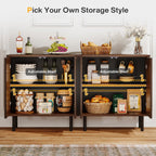59-Inch Vintage Sideboard Buffet Set of 2 with Adjustable Shelves, Farmhouse Storage Cabinet for Kitchen Living Room and Hallway