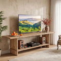71 Inch Solid Wood TV Stand with 2-Tier Storage, Media Console for 55 to 85 Inch TVs