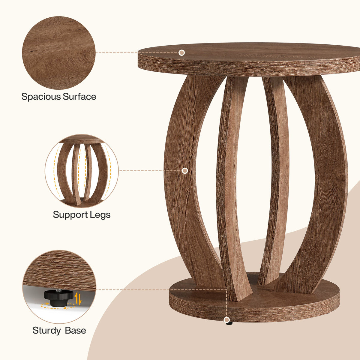 24-inch round farmhouse nightstand