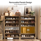 Free-Standing Shoe Cabinet, Narrow Farmhouse Wooden Organizer with 6 Shelves