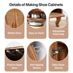 Rattan Shoe Cabinet, 5-Tier Hidden Shoe Storage for Entryway