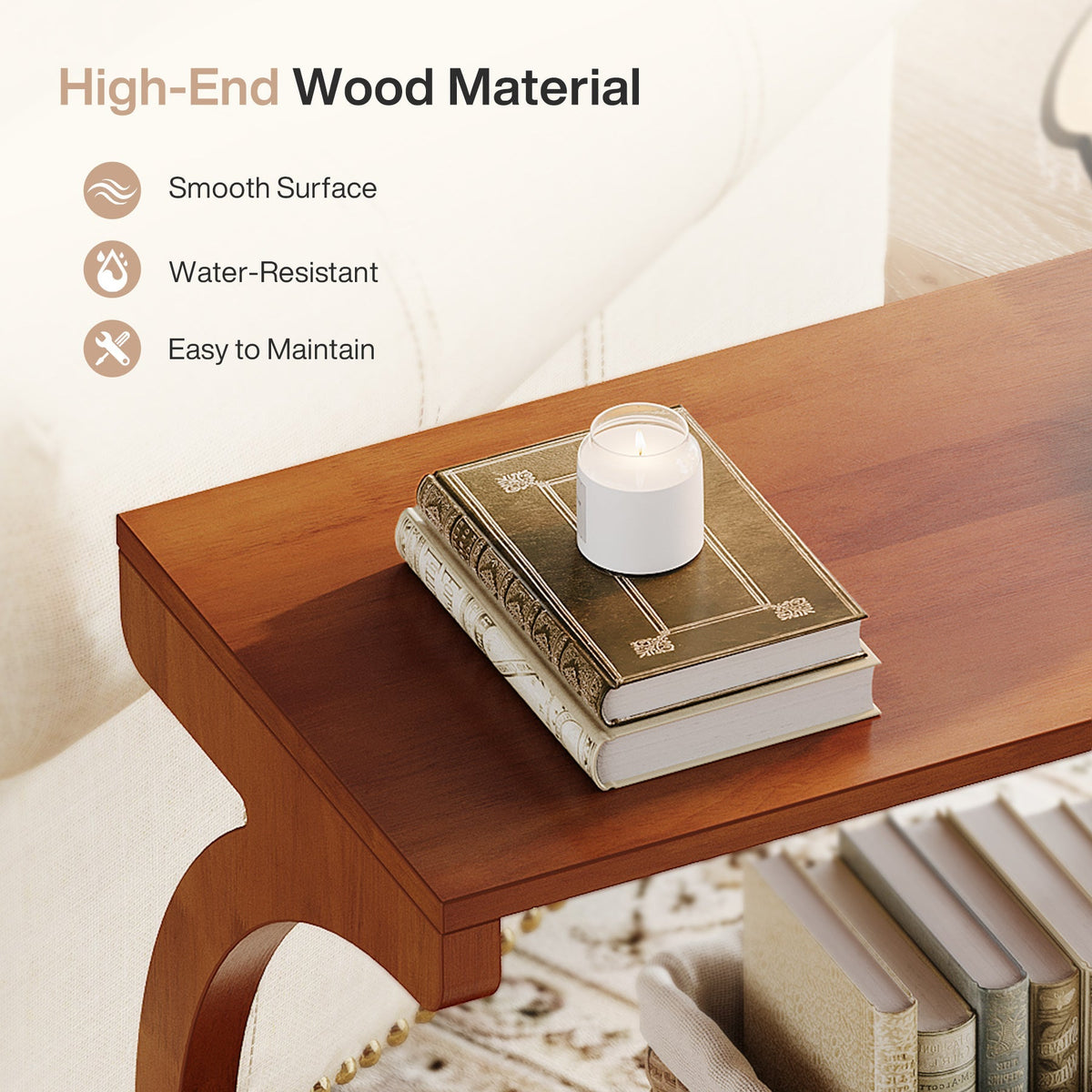 23.6-Inch Mid-Century Modern Nightstand with 2-Tier Storage and Curved Crossed Legs
