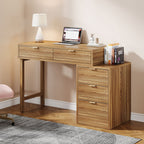 Reversible Computer Desk with 5 Drawers, Small Writing Desk for Home Office and Bedroom