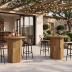 31.5-Inch Round Bar Table, Wood Pub Table with 2-Tier Hidden Storage for Home Bar