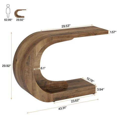 43" Console Table, C-Shaped Modern Accent Table Hallway Table
