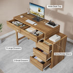 Reversible Computer Desk with 5 Drawers, Small Writing Desk for Home Office and Bedroom