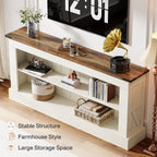 63-Inch Modern Farmhouse TV Stand with Storage, White Media Console for Living Room