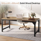 63-Inch Solid Wood Office Desk with Metal Frame and 800 lb Capacity, Heavy-Duty Computer Desk for Home Office