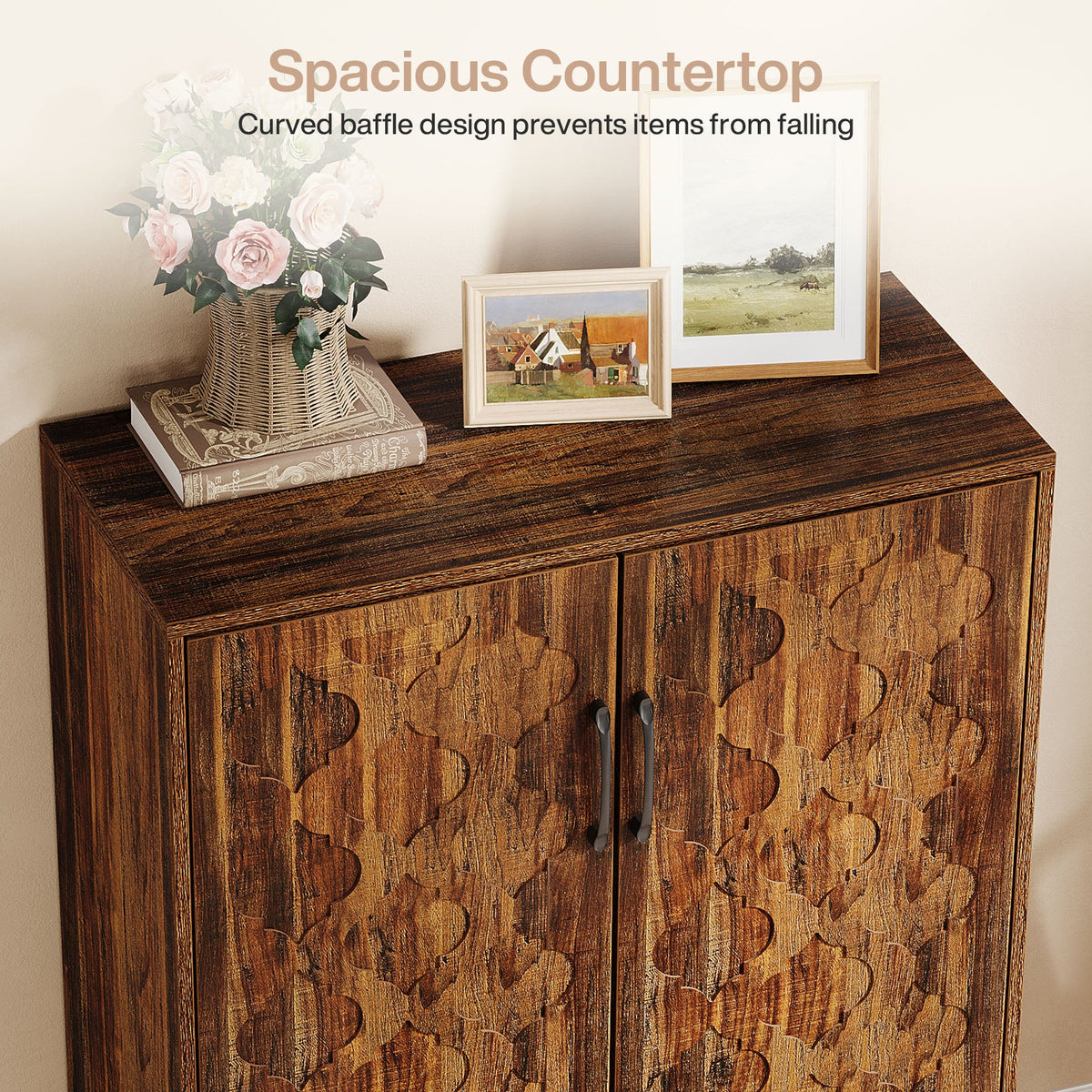 31.5-Inch Solid Wood Shoe Cabinet for Entryway, Farmhouse Tall Shoe Storage Cabinet with Doors and Adjustable Shelves for Hallway