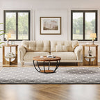19.68-Inch Round End Table with Storage, 2-Tier Tall Side Table for Living Room and Bedroom