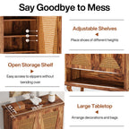 Rattan Shoe Cabinet, 5-Tier Hidden Shoe Storage for Entryway